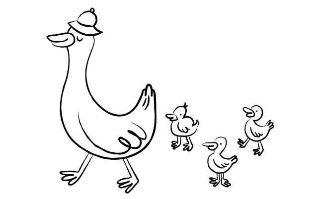 illustration of ducks walking